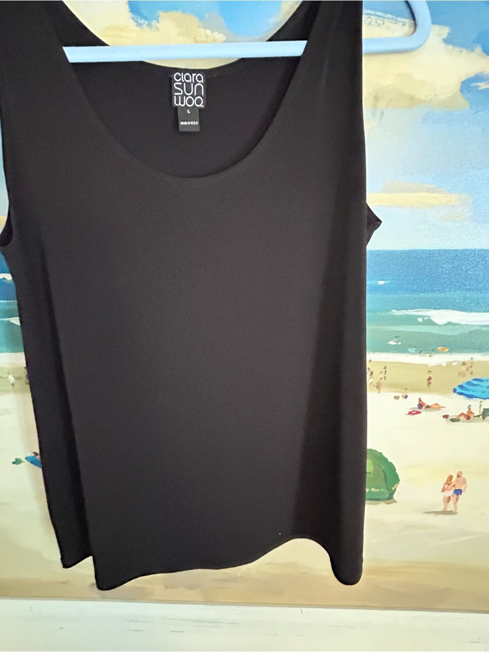 CLARA SUNWOO Black Scoop Neck Top L - Picture 2 of 4